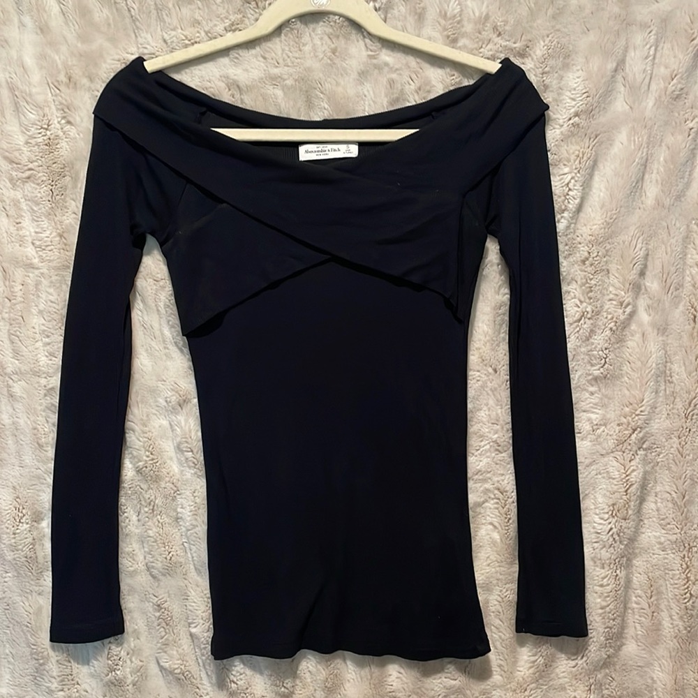 Abercrombie Black Wrap Top, Size Small